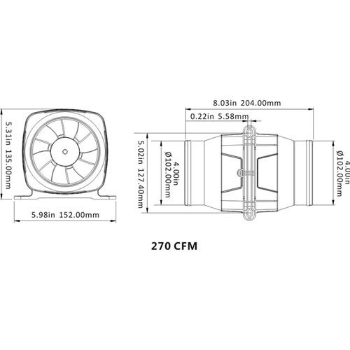 ELETTROASPIRATORE 12V IN LINEA Ø105MM STAGNO