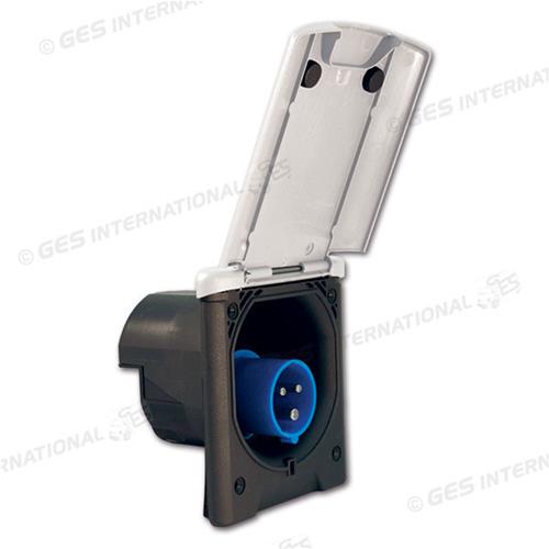 PRESA DI CORRENTE MASCHIO FISSA 230V FORO DIAMETRO 90MM SAGOMATA BIANCO