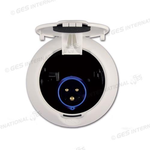 PRESA DI CORRENTE MASCHIO FISSA 230V FORO DIAMETRO 100MM SERIE ORUS CON SALVAVITA