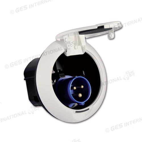 PRESA DI CORRENTE MASCHIO FISSA 230V FORO DIAMETRO 100MM SERIE ORUS CON SALVAVITA