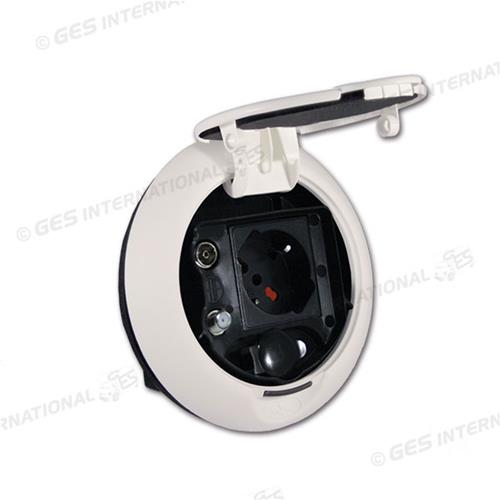 PRESA TV-SAT-230V-12V FORO DIAMETRO 100MM SERIE ORUS BIANCO