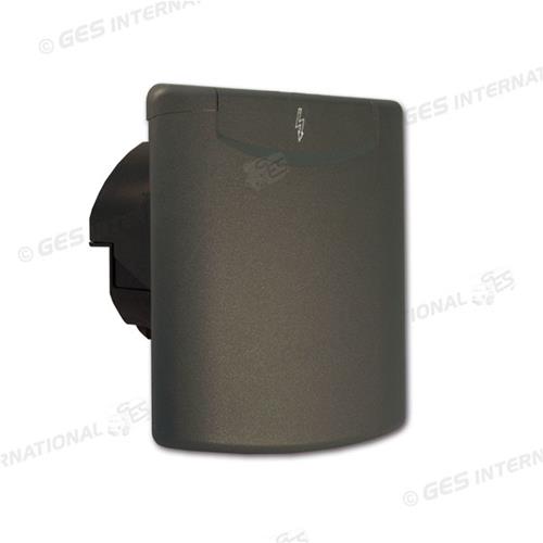 PRESA DI CORRENTE MASCHIO FISSA 230V FORO DIAMETRO 90MM SAGOMATA NERO