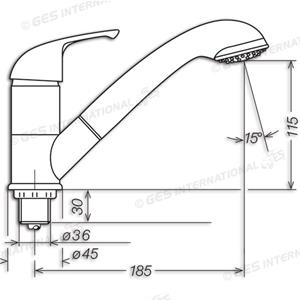 MISCELATORE MONOCOMANDO KAMA CON DOCCIA ESTRAIBILE 36MM