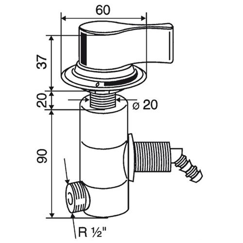 RUBINETTO CARAVAN SOTTOPIANO STYLE 2000 NERO CON INTERRUTTORE 20MM