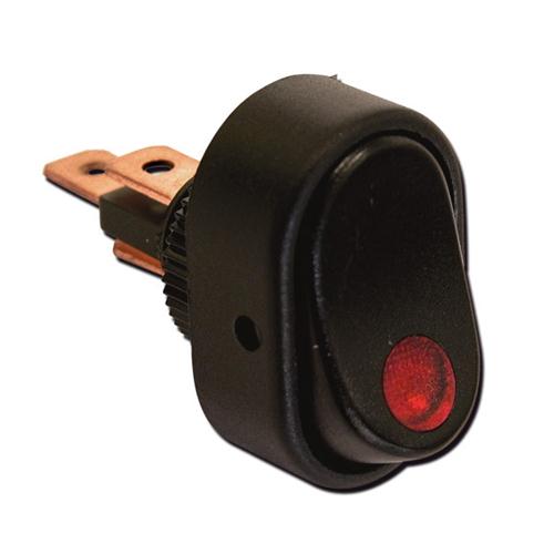 INTERRUTTORE LUMINOSO OVALE ROSSO 12V 16MM