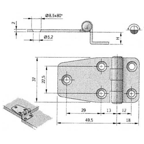 CERNERA INOX CON GRADINO 37X67,5MM