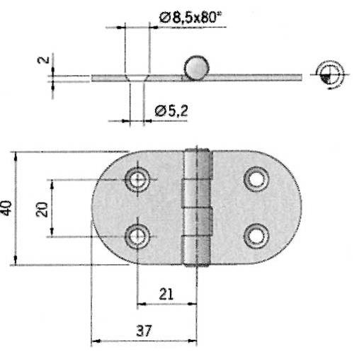 CERNIERA INOX 40X74MM