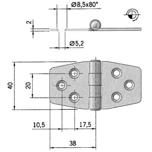 CERNIERA INOX 40X76MM