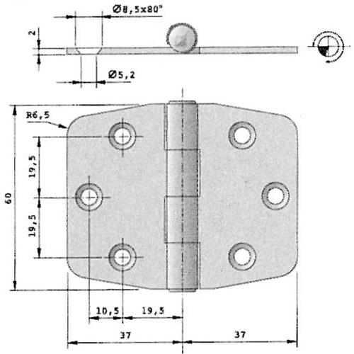 CERNIERE INOX 60X74MM
