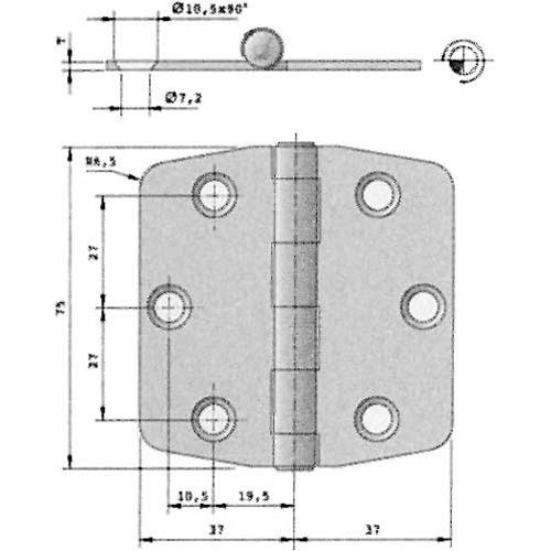 CERNIERA INOX 75X74MM
