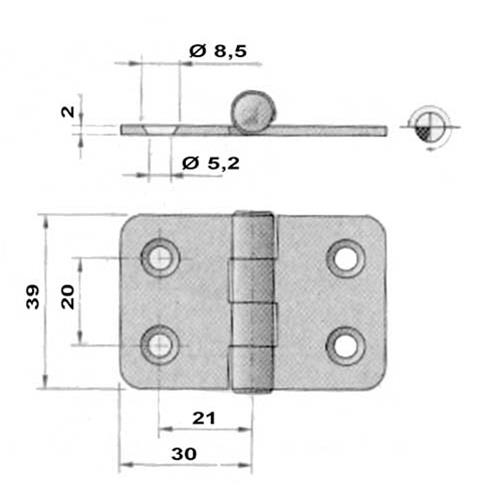 CERNIERA INOX 39X30MM
