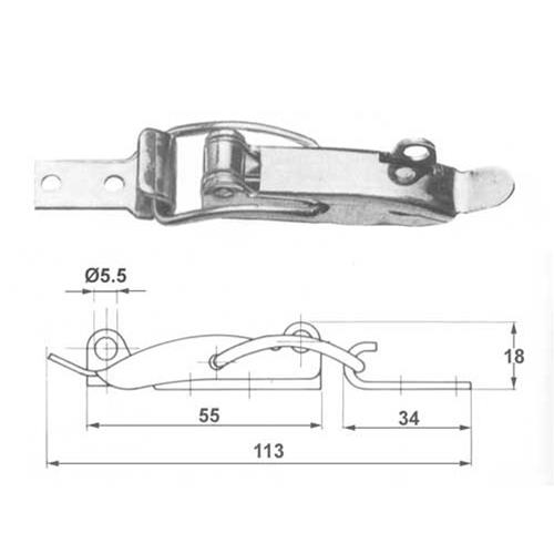 CHIUSURA A LEVA INOX 113MM CON OCCHIELLO