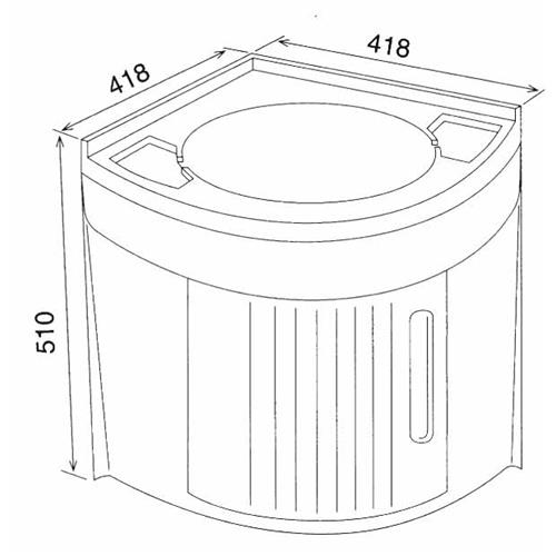 LAVELLO IN TERMOFORMATO A ANGOLO CON COLONNA 418XH510X418MM
