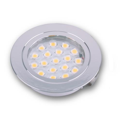 FARETTO 12V DA INCASSO LED Ø65MM CON LENTE DI DIFFUSIONE CROMATO 18 LED