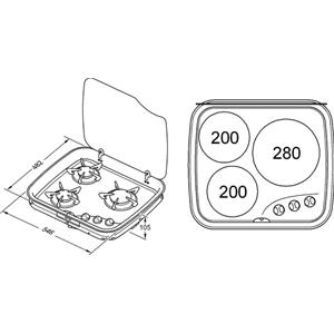 PIANO COTTURA A GAS CON 3 FUOCHI SERIE TOP LINE 169