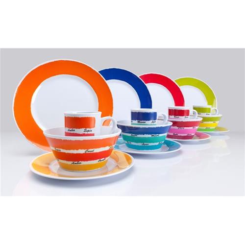 KIT PIATTI E ACCESSORI IN MELAMINA 4 PERSONE 16PZ VARIETÀ DI COLORI