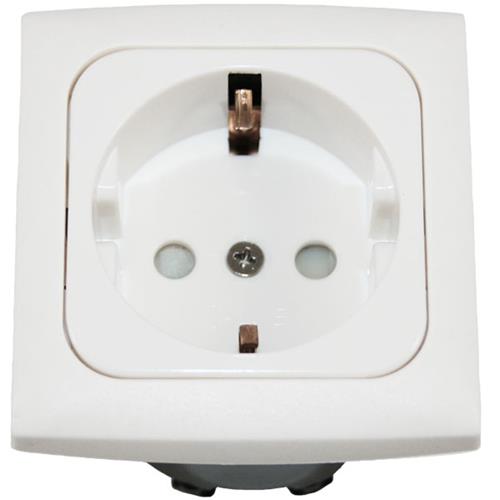 PRESA 230V SCHUKO + CORNICE SENZA COPERCHIO + SCATOLA PROT. BIANCO