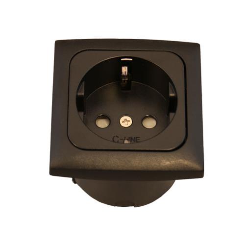 PRESA 230V SCHUKO + CORNICE SENZA COPERCHIO + SCATOLA PROT. NERO