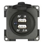 PRESA USB DOPPIA CON COPERCHIO MARRONE MP2USB/M