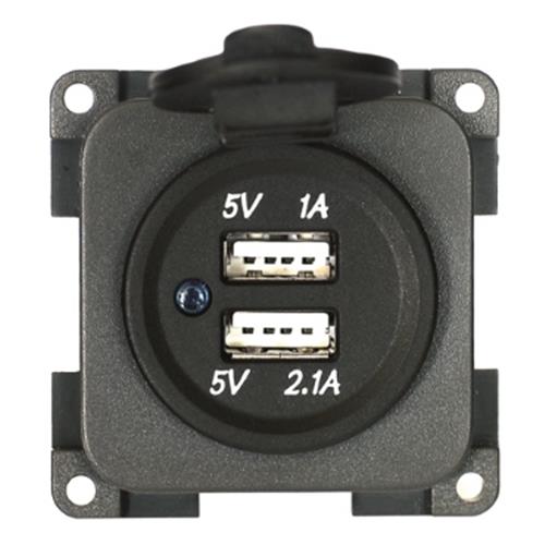 PRESA USB DOPPIA CON COPERCHIO MARRONE MP2USB/M