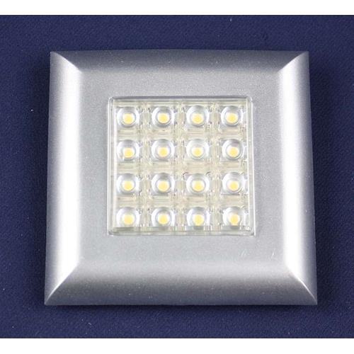 FARETTO 12V DA APPOGGIO LED 60X60MM QUADRATO ARGENTO 16 LED