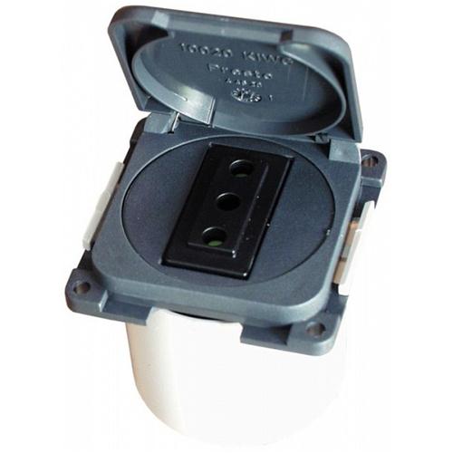 PRESA 230V ITALIANA CON COPERCHIO MARRONE MP22I/M