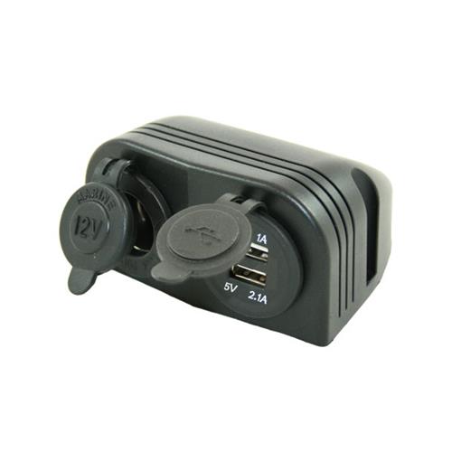 PRESA ACCENDISIGARI 21MM + 2 USB DA APPOGGIO FISS. A VITI