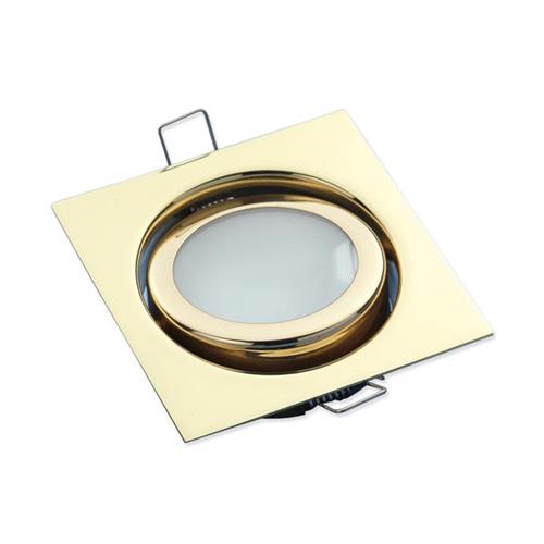 FARETTO 12V DA INCASSO ALOGENO 85X85MM ORIENTABILE OTTONE 