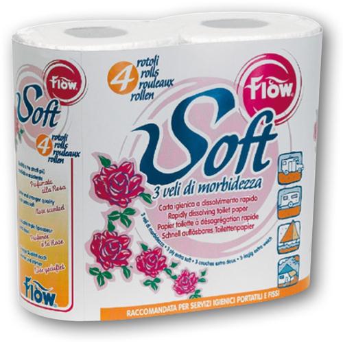 CARTA IGIENICA FLOW SOFT 3 VELI 600GR CONF 4 ROTOLI