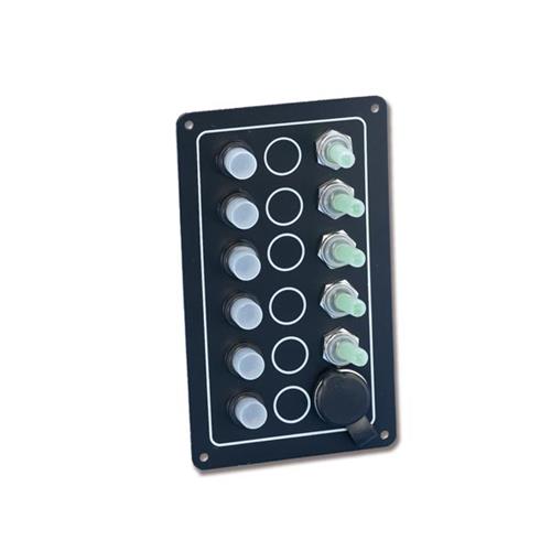 PANNELLO DI COMANDO 5 INTERRUTTORI CON SPIA + ACCENDISIGARI STAGNO