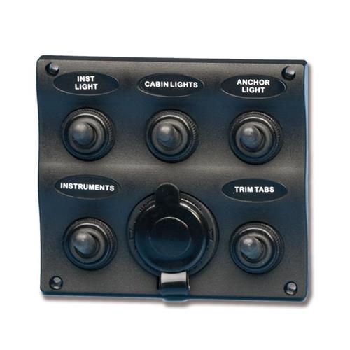 PANNELLO DI COMANDO 5 INTERRUTTORI + PRESA ACCENDISIGARI BOAT