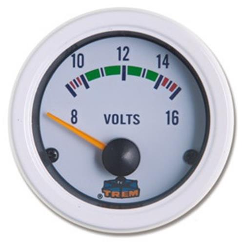 VOLTMETRO GAUGE LINE INCASSO 52 MM BIANCO 8/16 VOLT