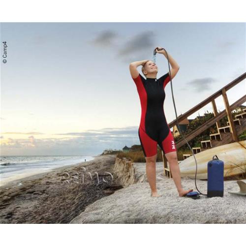 DOCCETTA ESTERNA DA CAMPEGGIO CON SERBATOIO FLESSIBILE 12LT E POMPA A PEDALE