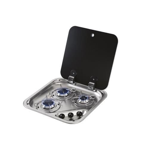 PIANO COTTURA A GAS CON 3 FUOCHI 1000+1900+1900W HOODINY