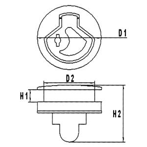 MANIGLIETTA SPORTELLO INOX Ø62X50 12-18MM CON SERRATURA