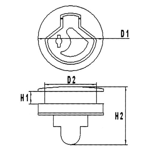 MANIGLIETTA SPORTELLO INOX Ø62X50 12-18MM CON SERRATURA
