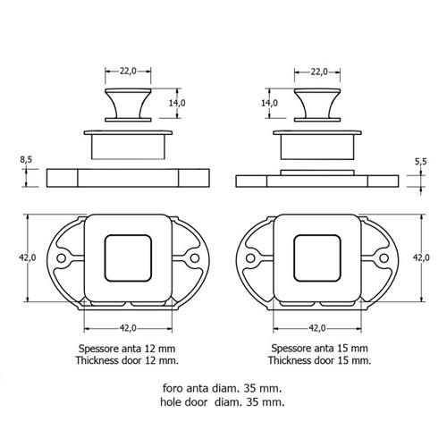 KIT MANIGLIA + CHIUSURA PER ANTINE KIT AS1833