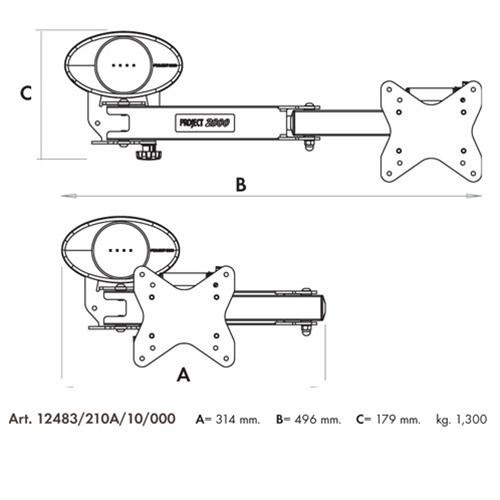 SUPPORTO PORTATELEVISORE TV A 3 SNODI 12483/210A/10/000