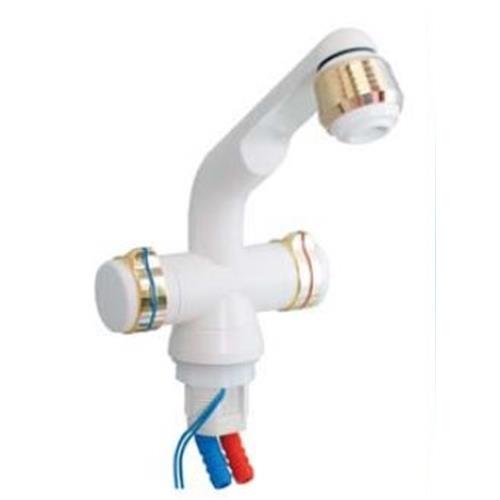 MISCELATORE CARAVAN DUE MANOPOLE IN ABS BIANCO ORO CON INTERRUTTORE 34MM