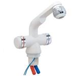 MISCELATORE CARAVAN DUE MANOPOLE IN ABS BIANCO CROMO CON INTERRUTTORE 34MM