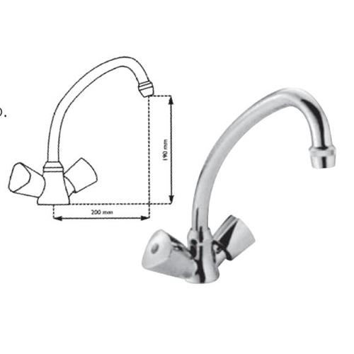 MISCELATORE DUE MANOPOLE CANNA A PONTE