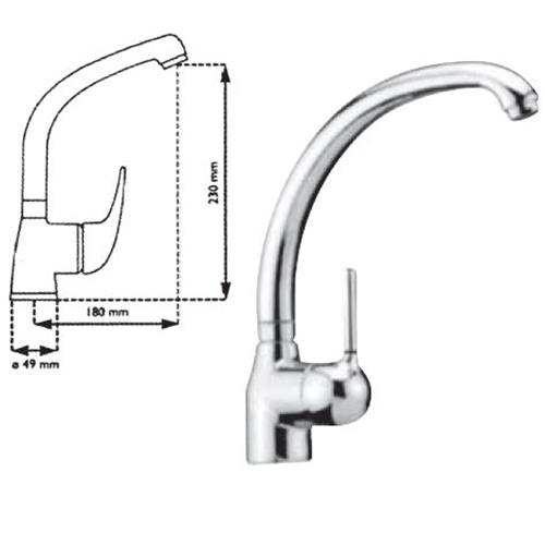 MISCELATORE MONOCOMANDO CANNA CONICA