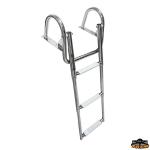 SCALETTA TELESCOPICA ESTRAIBILE A RIBALTA 3 GRADINI CON MANIGLIONI