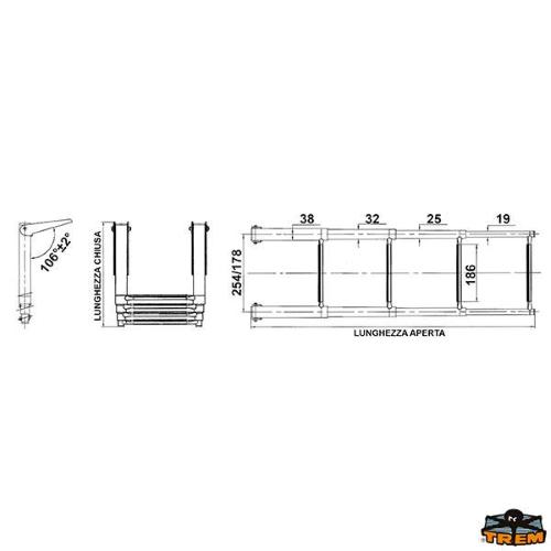 SCALETTA TELESCOPICA IN INOX RIBALTABILE 4 GRADINI