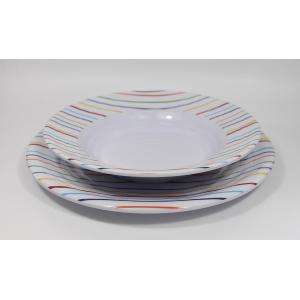 KIT PIATTI E ACCESSORI IN MELAMINA 4 PERSONE 8PZ STRIPES