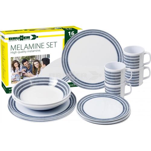 KIT PIATTI E ACCESSORI IN MELAMINA 4 PERSONE 16PZ BLUEBAY 0830160N.C6T