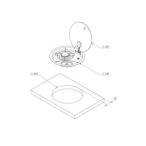 PIANO COTTURA A GAS CON 1 FUOCO 1900W HOODINY