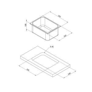 LAVELLO INOX RETTANGOLARE 355X260MM