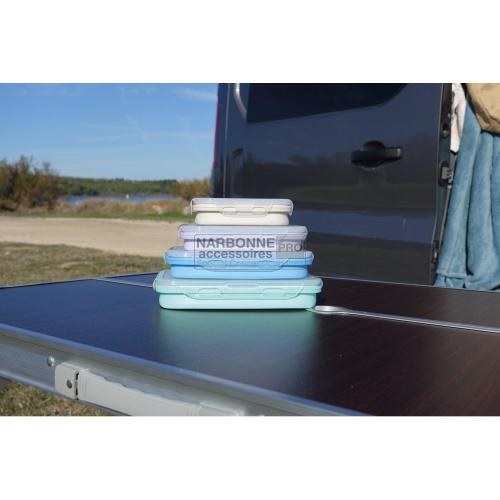 SET 4 CONTENITORI CON COPERCHIO PIEGHEVOLI IN PLASTICA E SILICONE