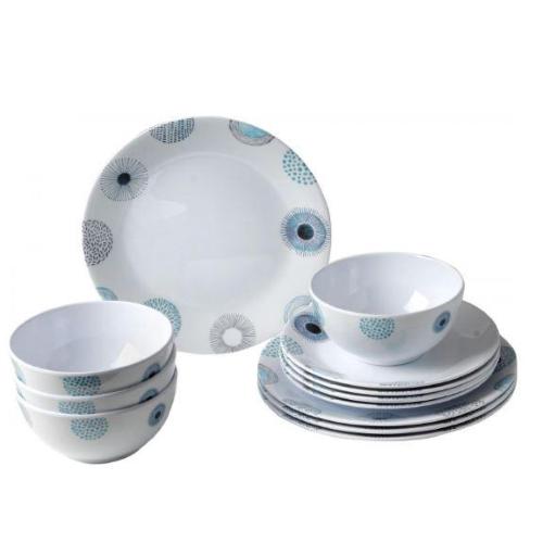 KIT PIATTI E ACCESSORI IN MELAMINA 4 PERSONE 12PZ MIDDAY DEEP SEA 0830148N.C7R